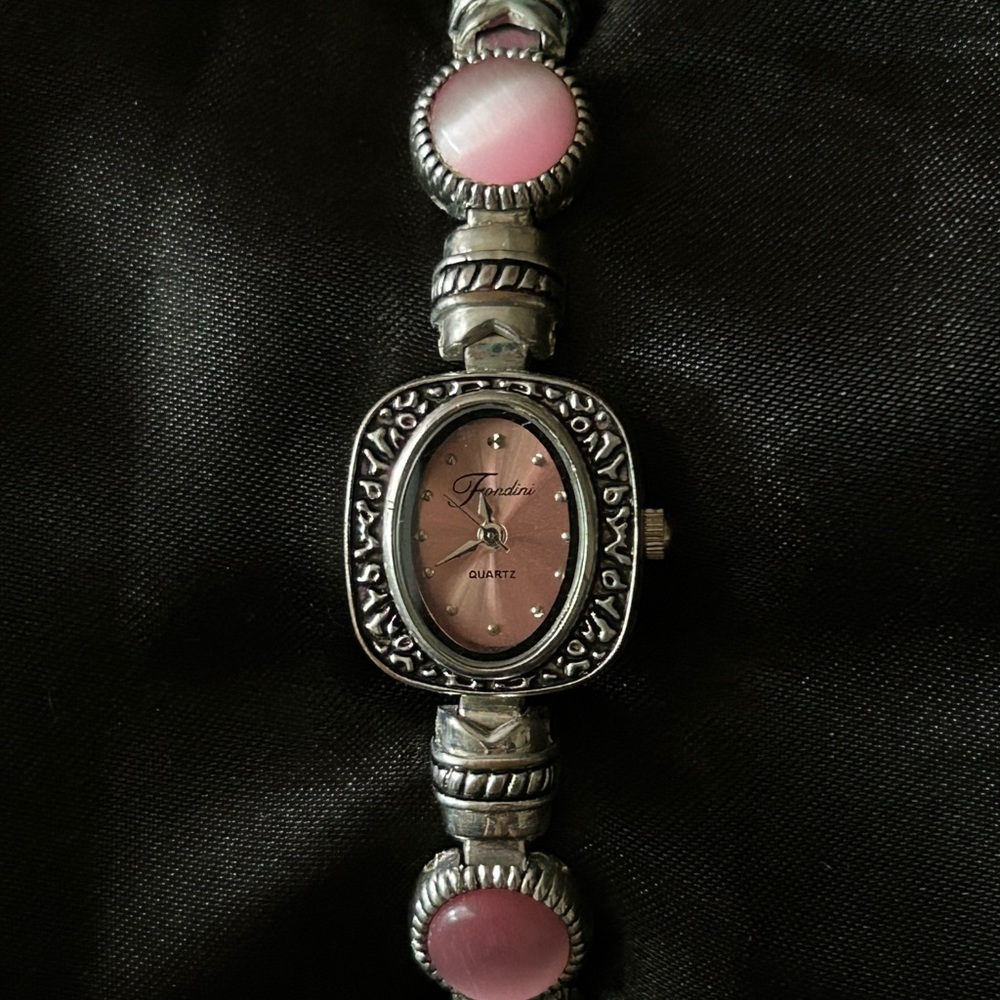 Elegant Pink and Silver Filigree Watch